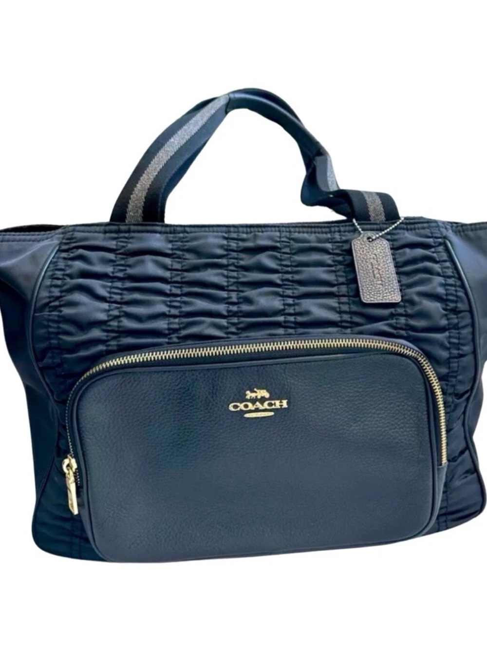 Coach Court Tote with Ruching and Leather Details. NWT